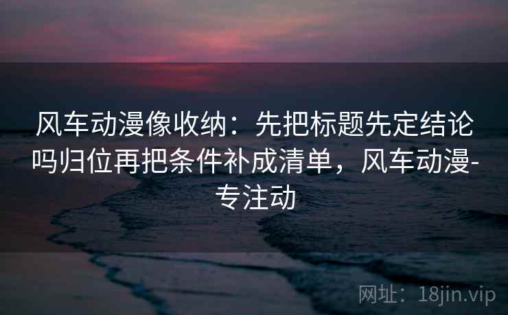 风车动漫像收纳：先把标题先定结论吗归位再把条件补成清单，风车动漫-专注动