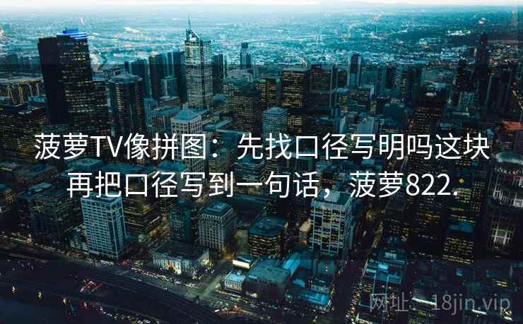 菠萝TV像拼图:先找口径写明吗这块再把口径写到一句话,菠萝822.